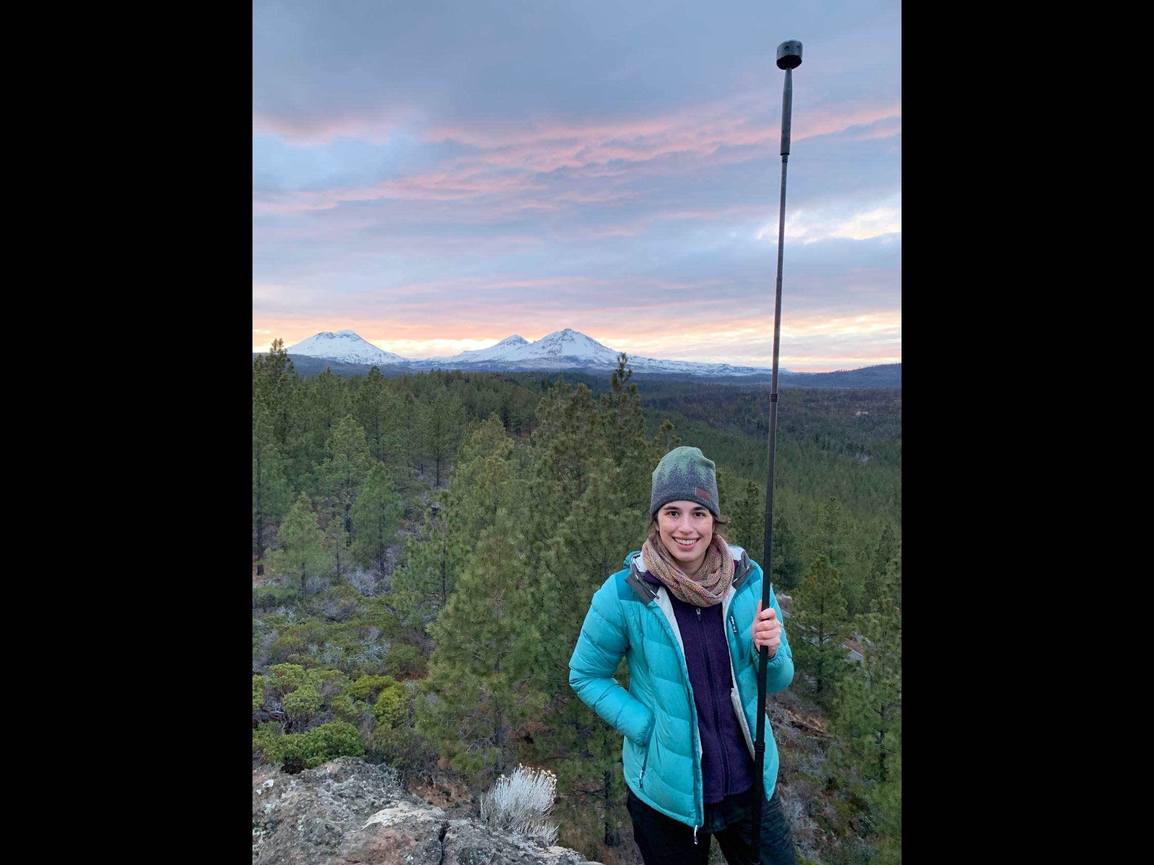 Sarah Greer, a graduate student in mathematics, uses equipment from the MIT.nano Immersion Lab to capture 360-degree images of the mountains of Oregon.