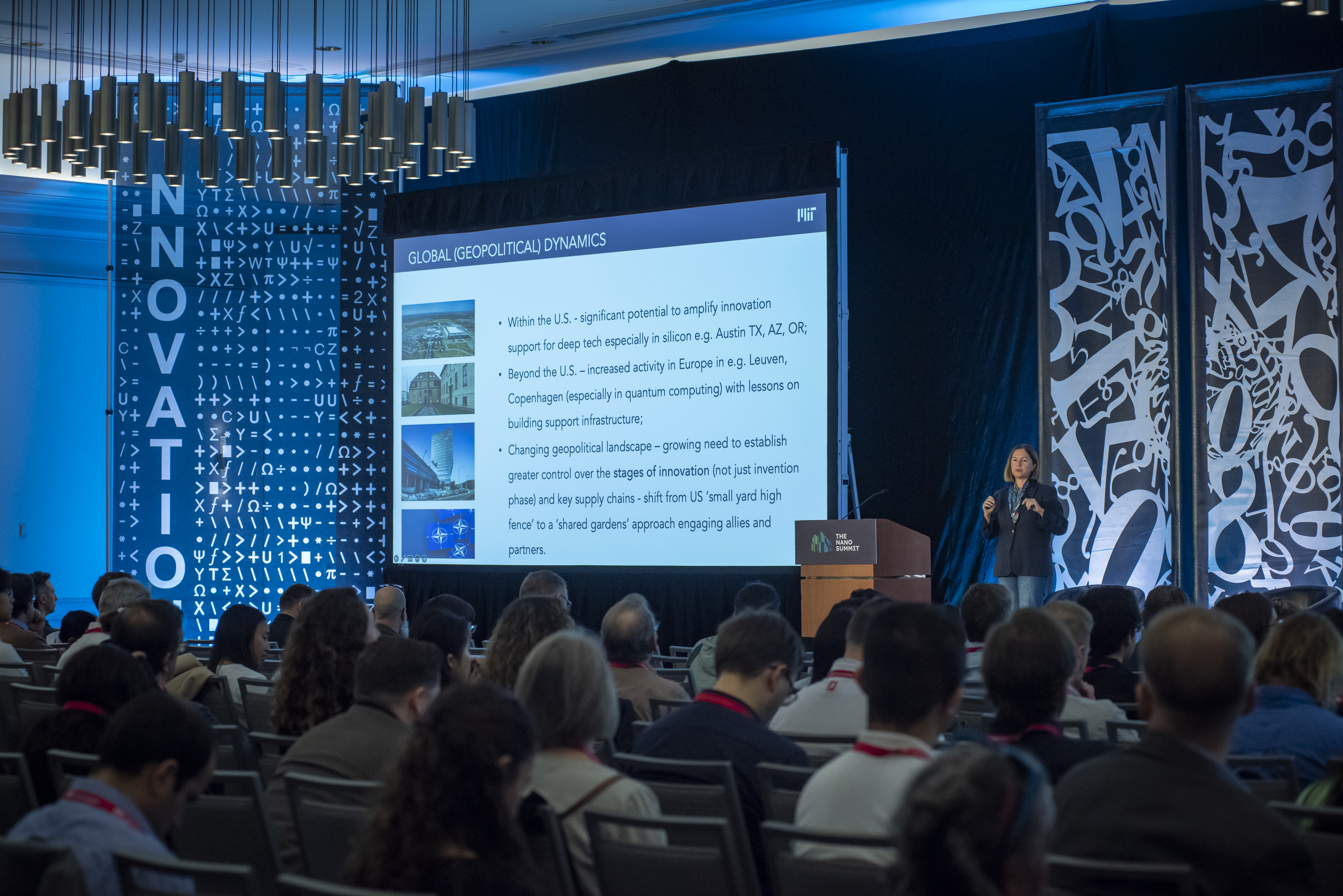 Associate Dean for Innovation and Inclusion Fiona Murray, the William Porter (1967) Professor of Entrepreneurship, presents during the Transitioning Deep-Tech from Academia to Industry session at the 204 Nano Summit.