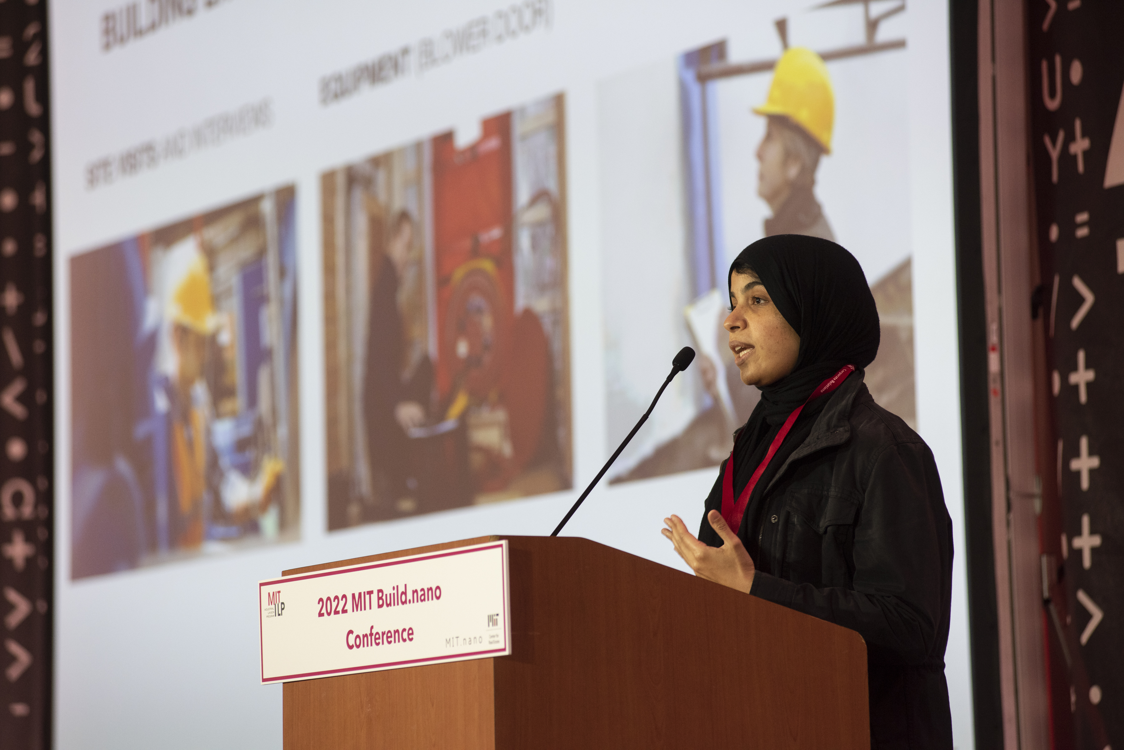 Norhan Magdy Mohamed Bayomi (MIT MS ’17, PhD ’22), postdoctoral associate at the MIT Environmental Solutions Initiative and co-founder of Lamarr.AI, presents at BUILD.nano.