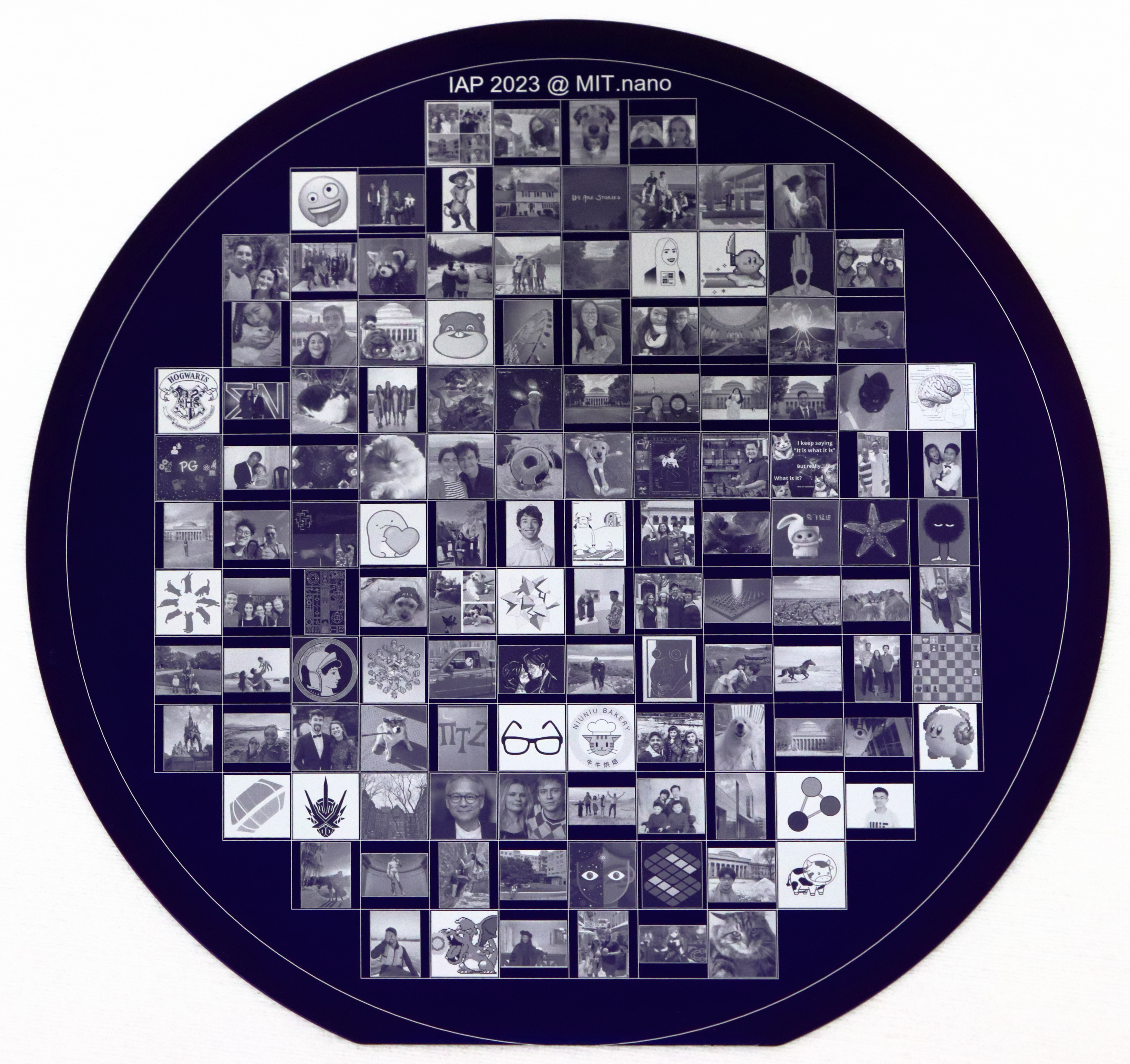 A wafer with many images on it