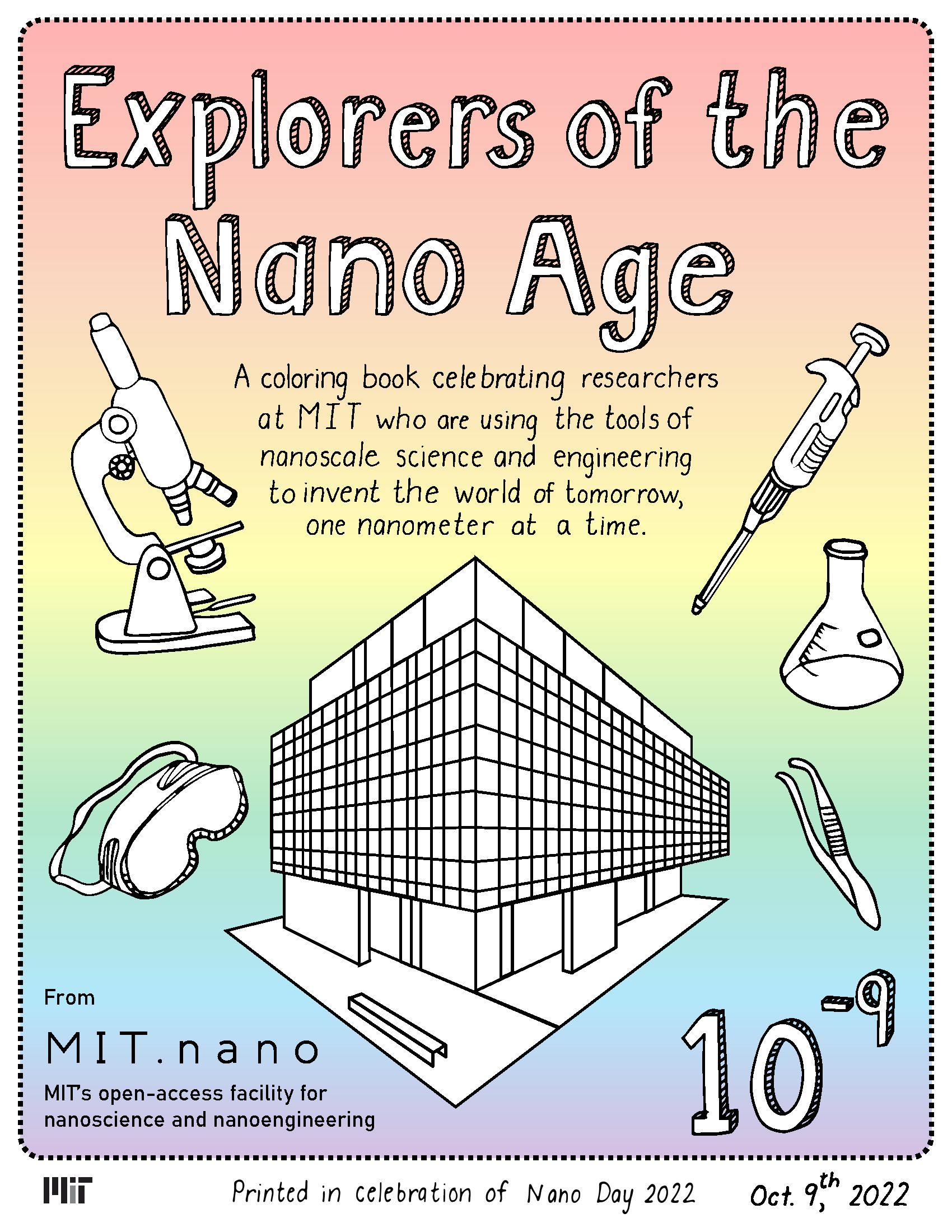 MIT.nano Nano Day Coloring Book Cover.