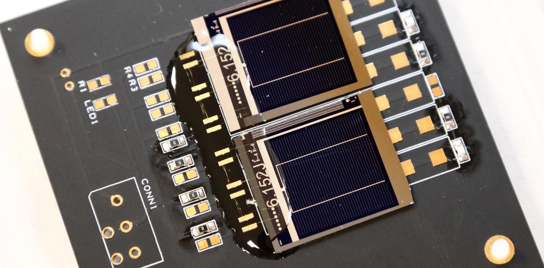 Packaged solar cells.