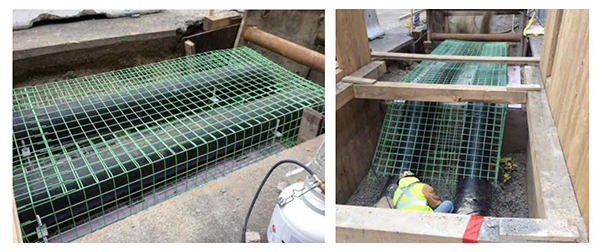 Wire mesh install for chilled water concrete encasement