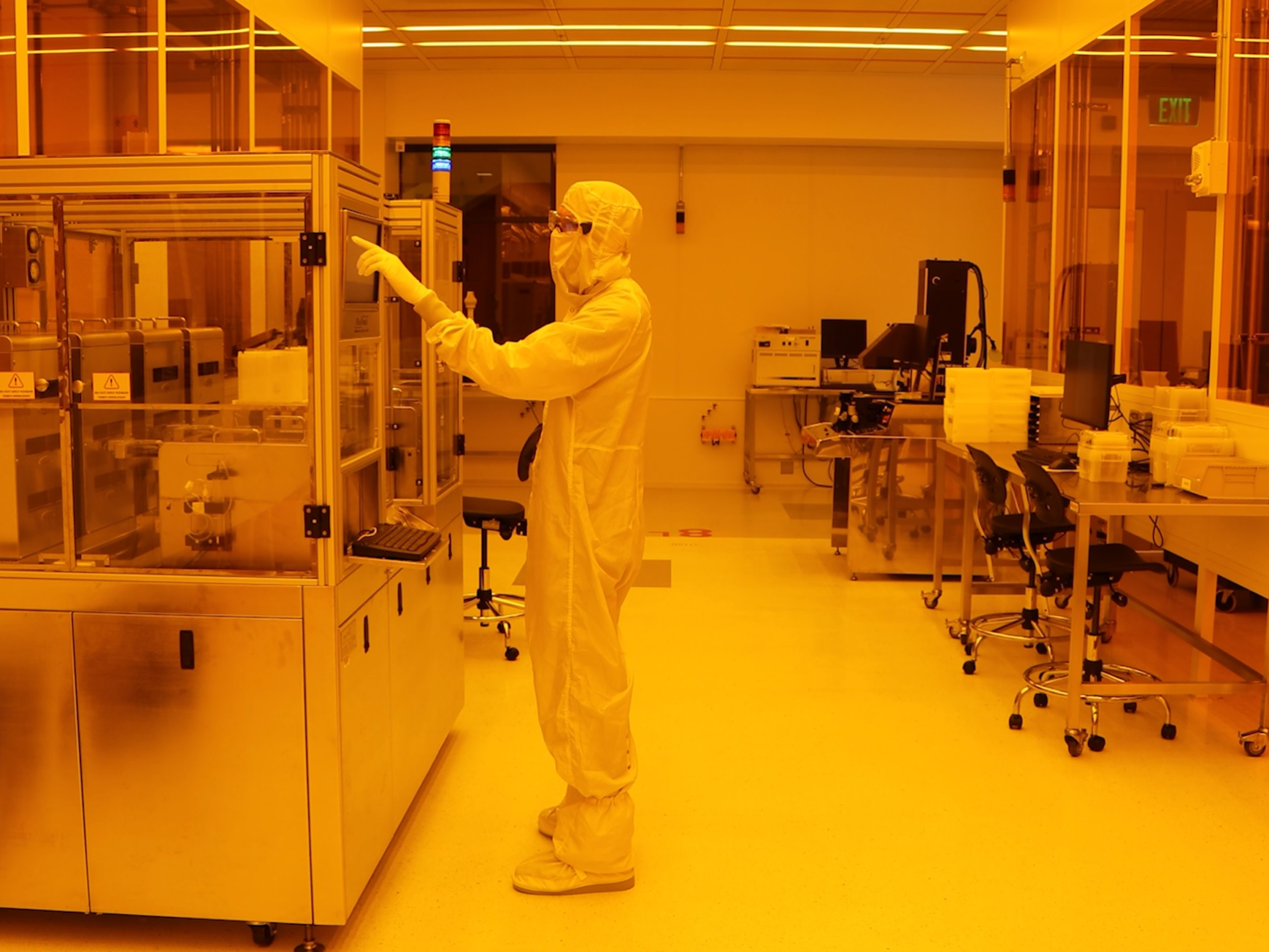 A person working in a cleanroom.