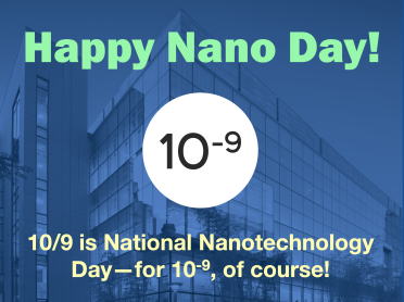 An image of the MIT.nano building with 10^-9 written on top of it.